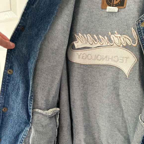 Vintage International Denim Jacket Two Tone Embroidered Size XL Letterman Style - Picture 15 of 15